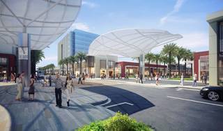 A streetscape rendering of the Shops at Summerlin.